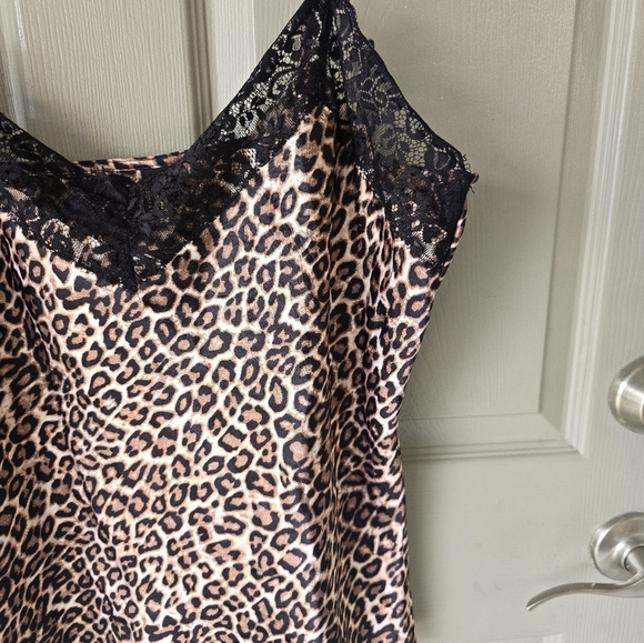 Just Sexy Babydoll Lingerie Y2k Top XL Animal Print Lace Trim Brown Black Fairy - Picture 5 of 12